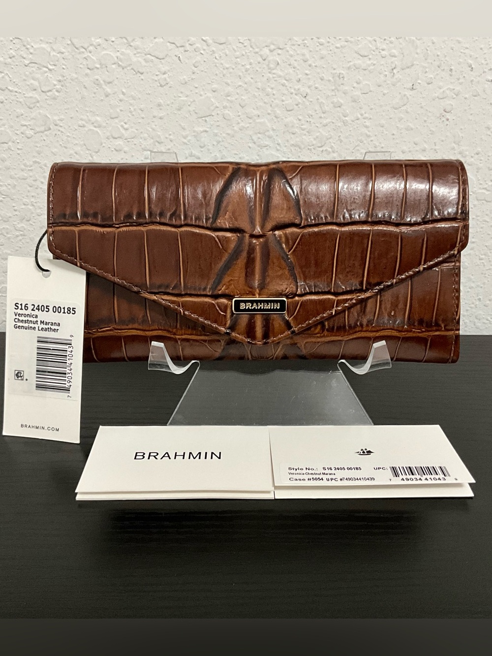 Brahmin Veronica CHESTNUT MARANA Leather Envelope Wallet NWT